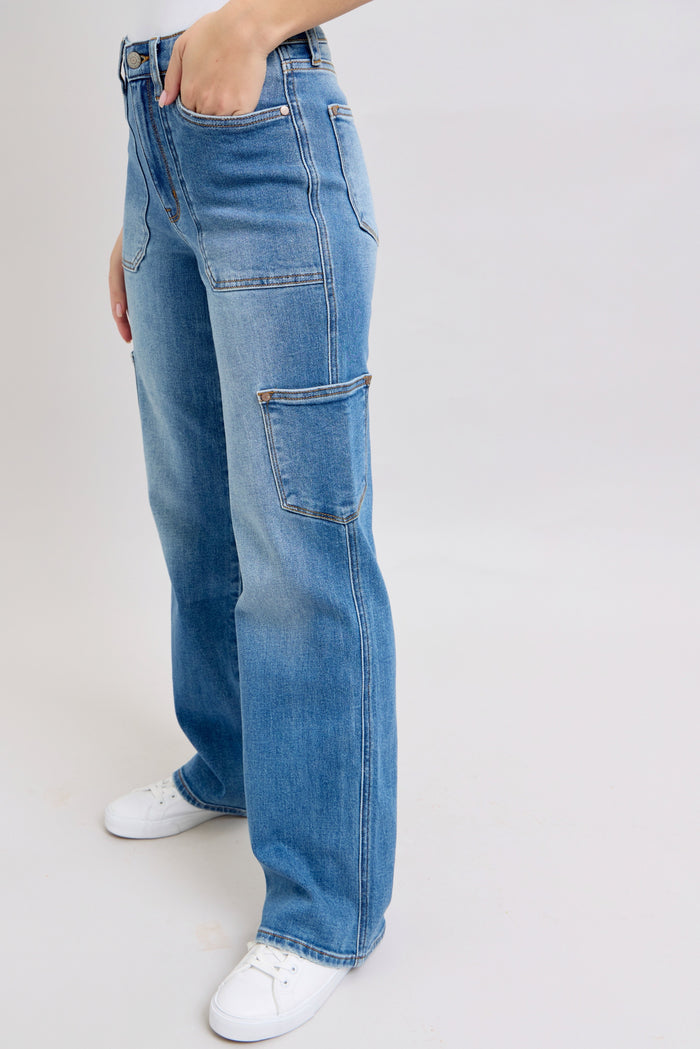 Judy Blue HW 90's Cargo Straight Jeans