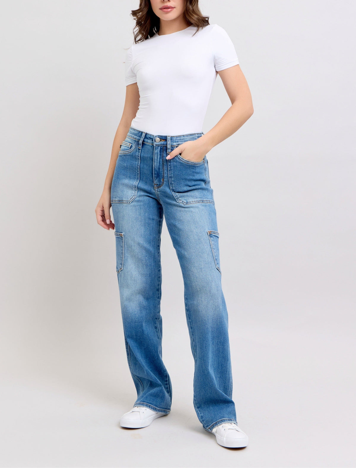 Judy Blue HW 90's Cargo Straight Jeans