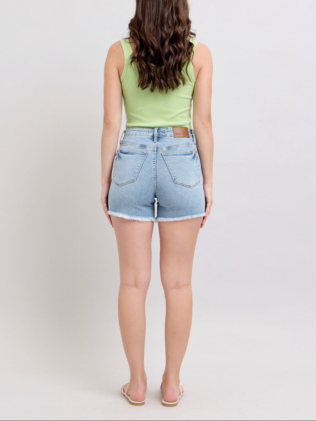 Judy Blue| HW Tummy Control Fray Hem Shorts