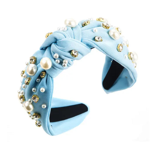 Light Blue Pearl Knot Headband