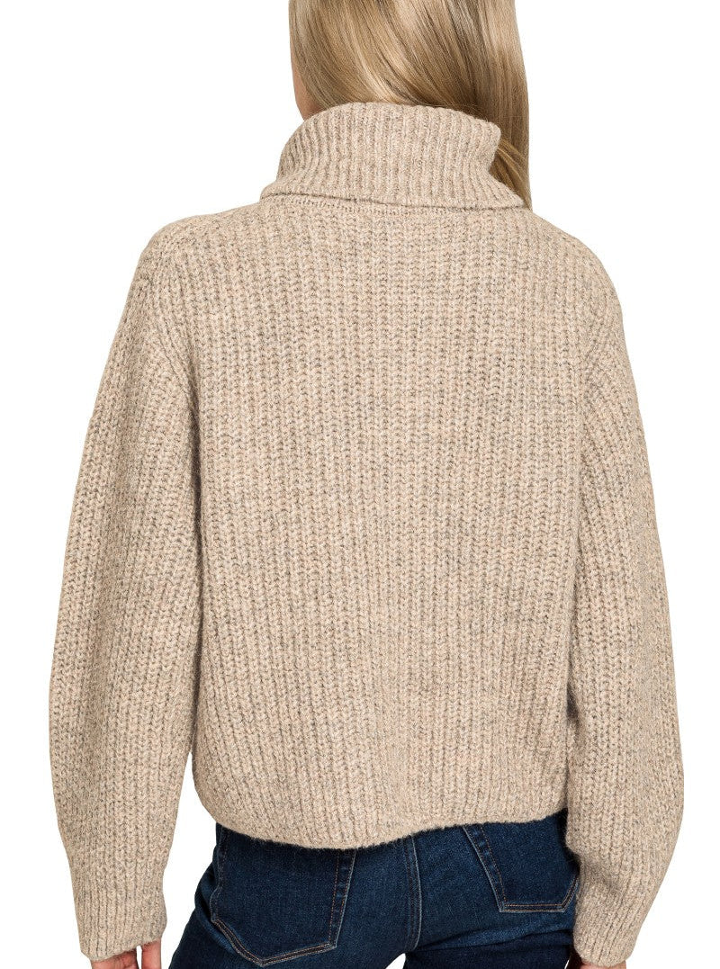 The Highline Beige Zip Sweater