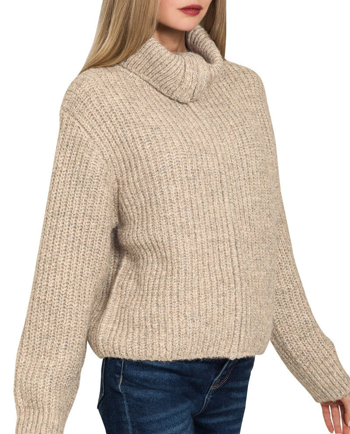 The Highline Beige Zip Sweater