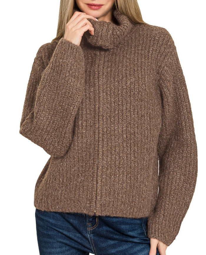 The Highline Brown Zip Sweater