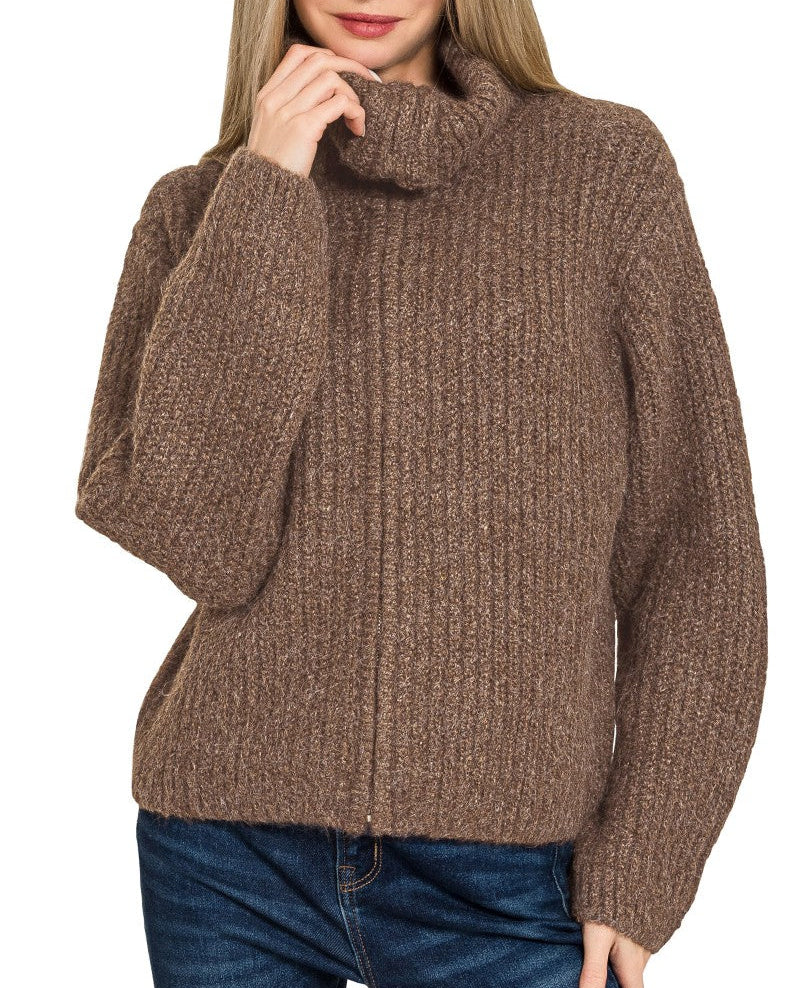 The Highline Brown Zip Sweater