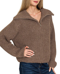 The Highline Brown Zip Sweater
