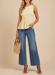 Celina Sculpted Yellow Peplum Top