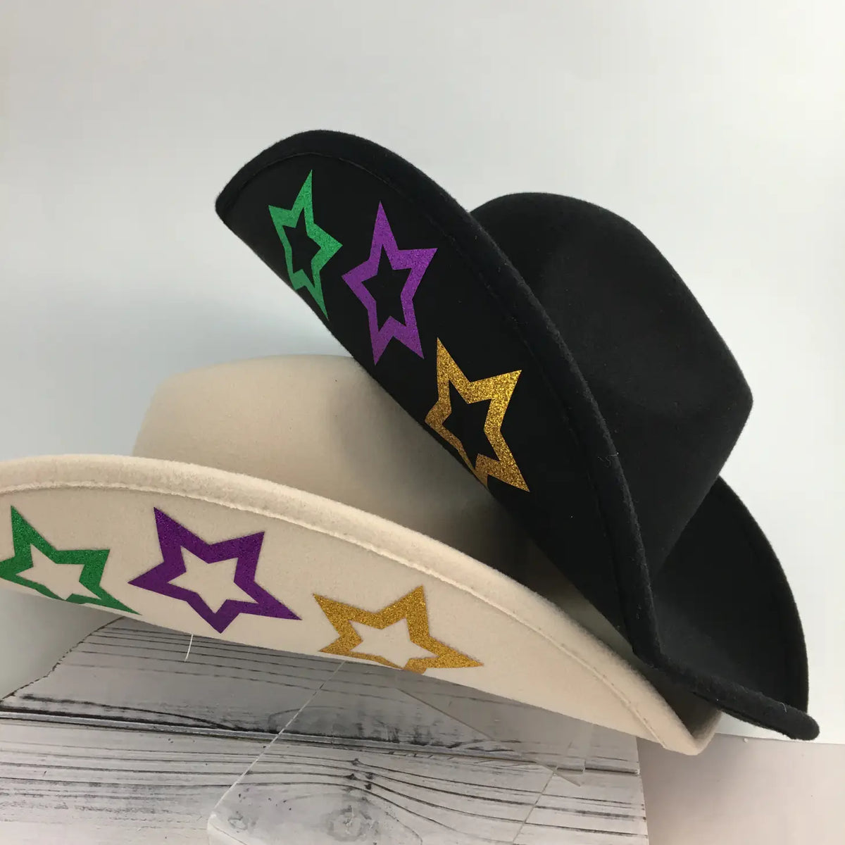 Mardi Gras Glitter Star Cowboy Hat