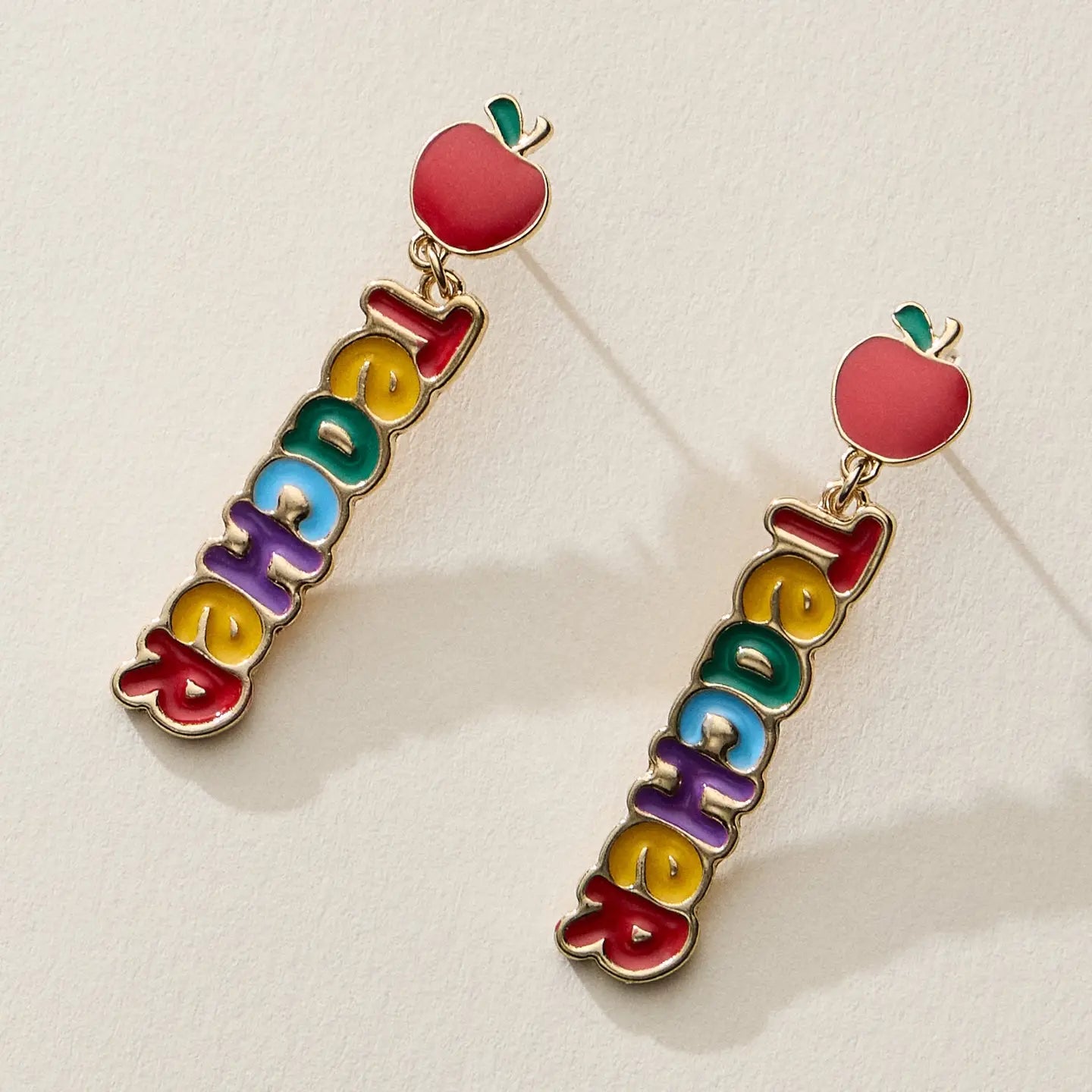 Rainbow Teacher Enamel Earrings