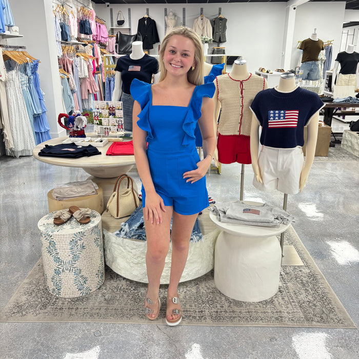 Blue Denim Ruffle Romper