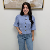 Sweet Bloom Sweater Top Blue