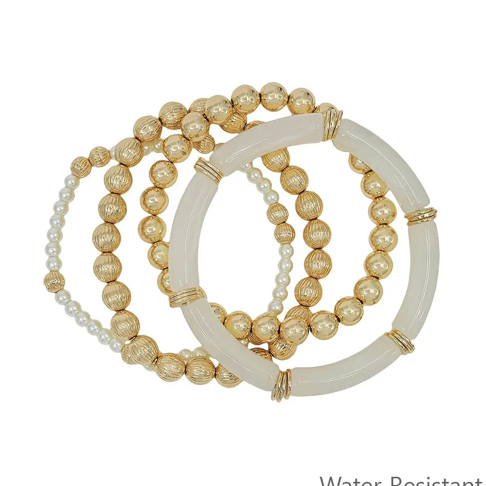 White & Gold Bracelet Stack