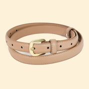 Thin Beige Leather Belt