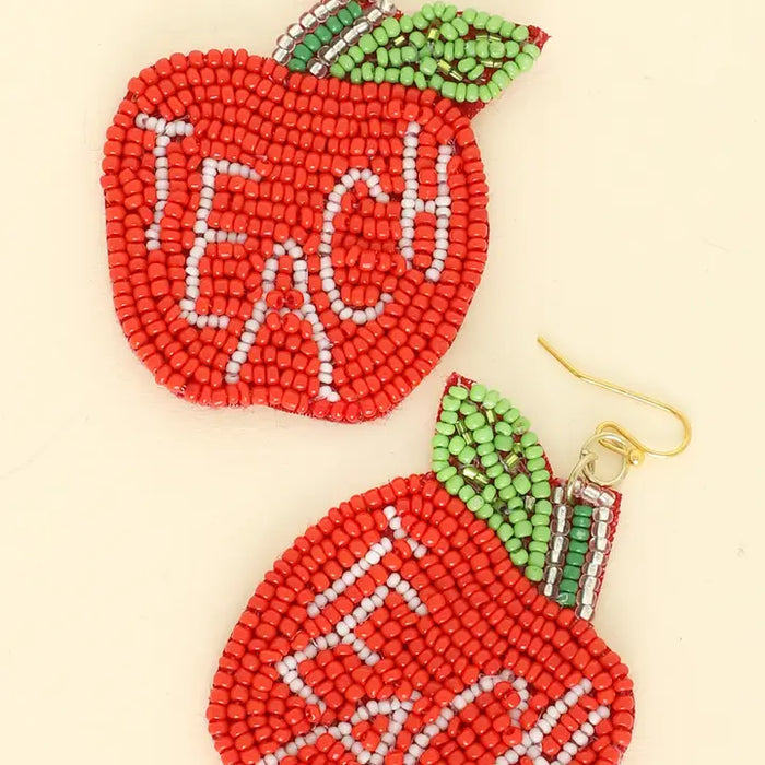 Teach Apple Beaded Earrings