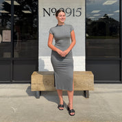 Phoebe Drk Grey Midi Dress