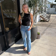The Madison Drape Tank Top Black