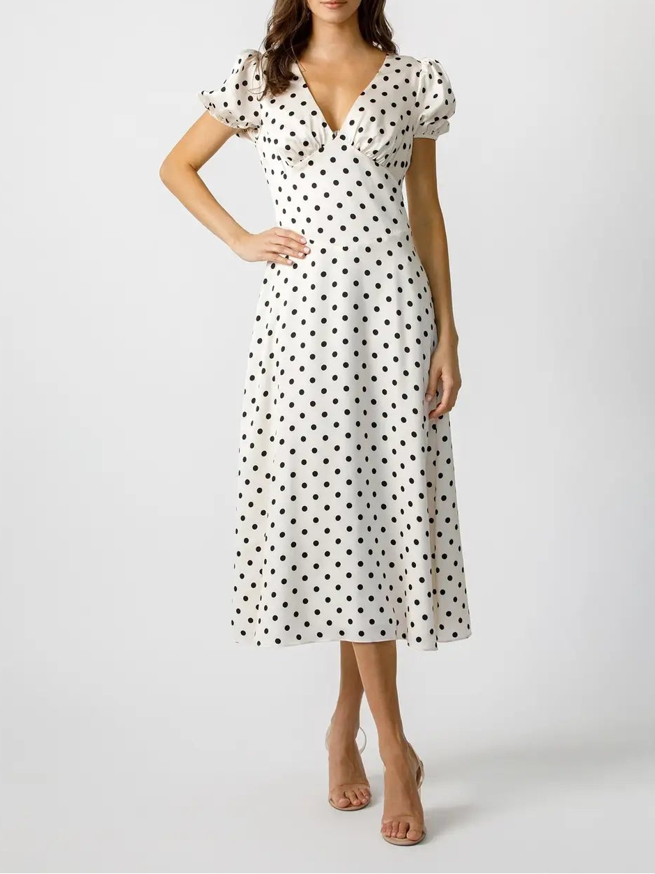 Bella Noir Dot Midi Dress