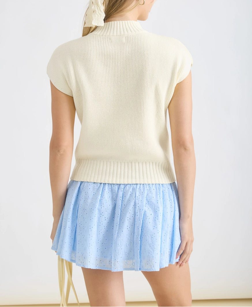 The Cloud Mock Neck Top Cream