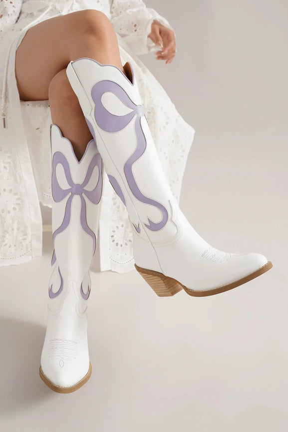 Purple Bow Tall Boot