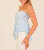Sweet Peony Lace Top Blue