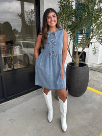 Avery Denim Bow Dress