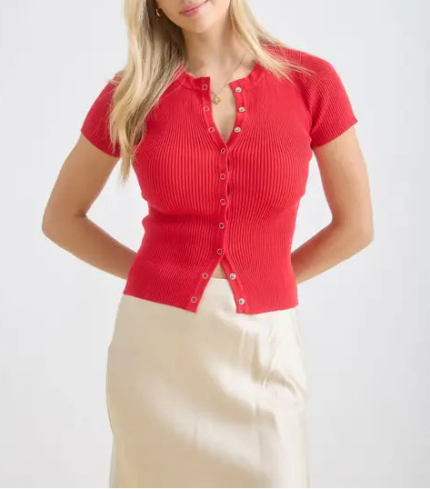 The Aria Knit Top Red
