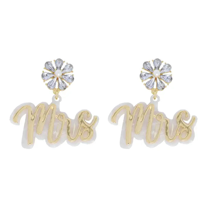 Floral Rhinestone Mrs Earrings