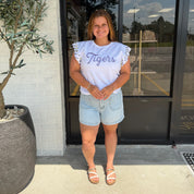 Pearl Tigers Flutter Sleeve Top