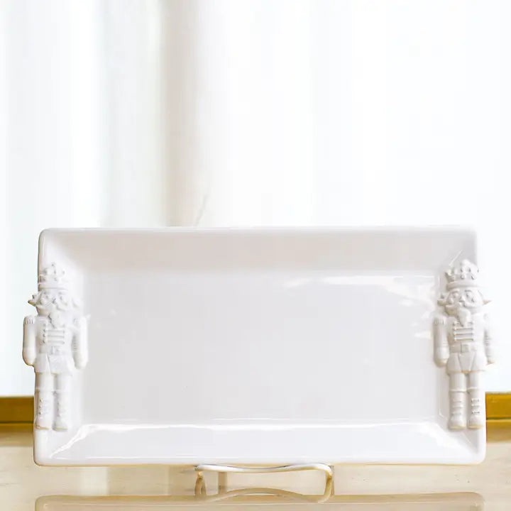 Royal Nutcracker Embossed Rectangle Platter White