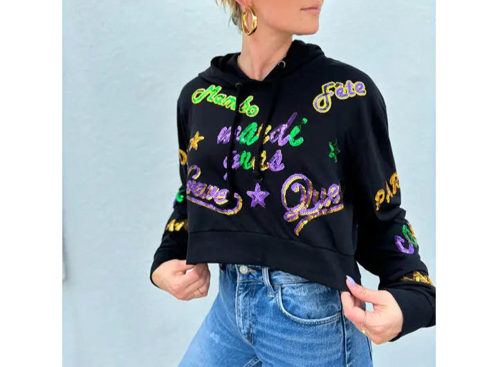 Mardi Explosion Crop Hoodie