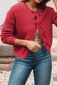 Red Bow Knit Cardigan