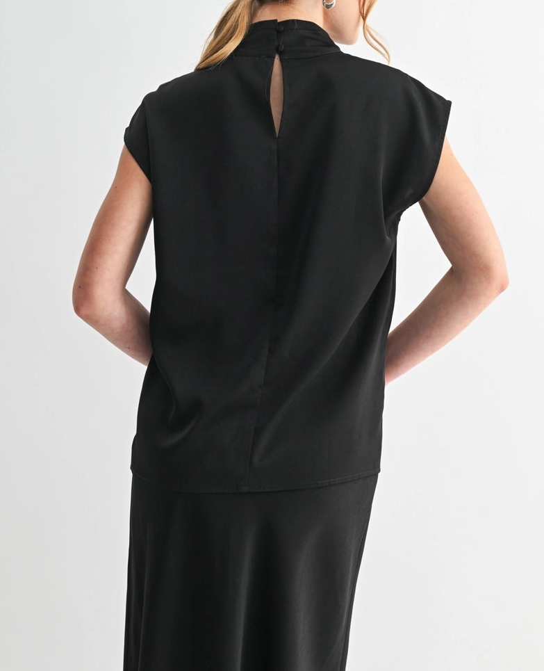 Midnight Elegance Satin Blouse