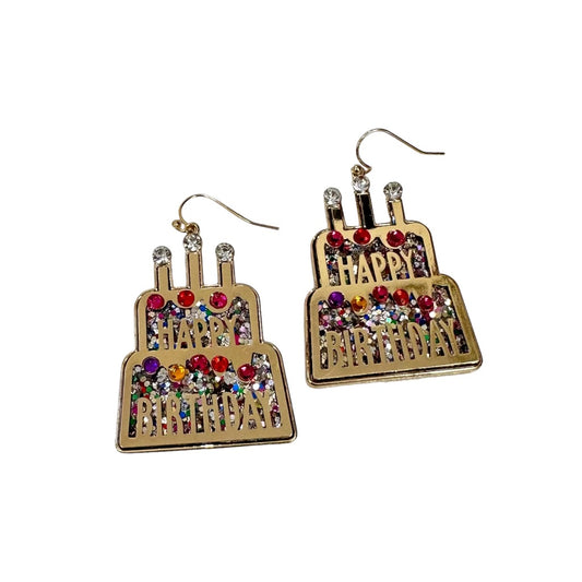 Happy Birthday Gold & Multi Color Earring