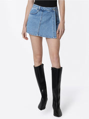 The Reese Wrap Denim Skort