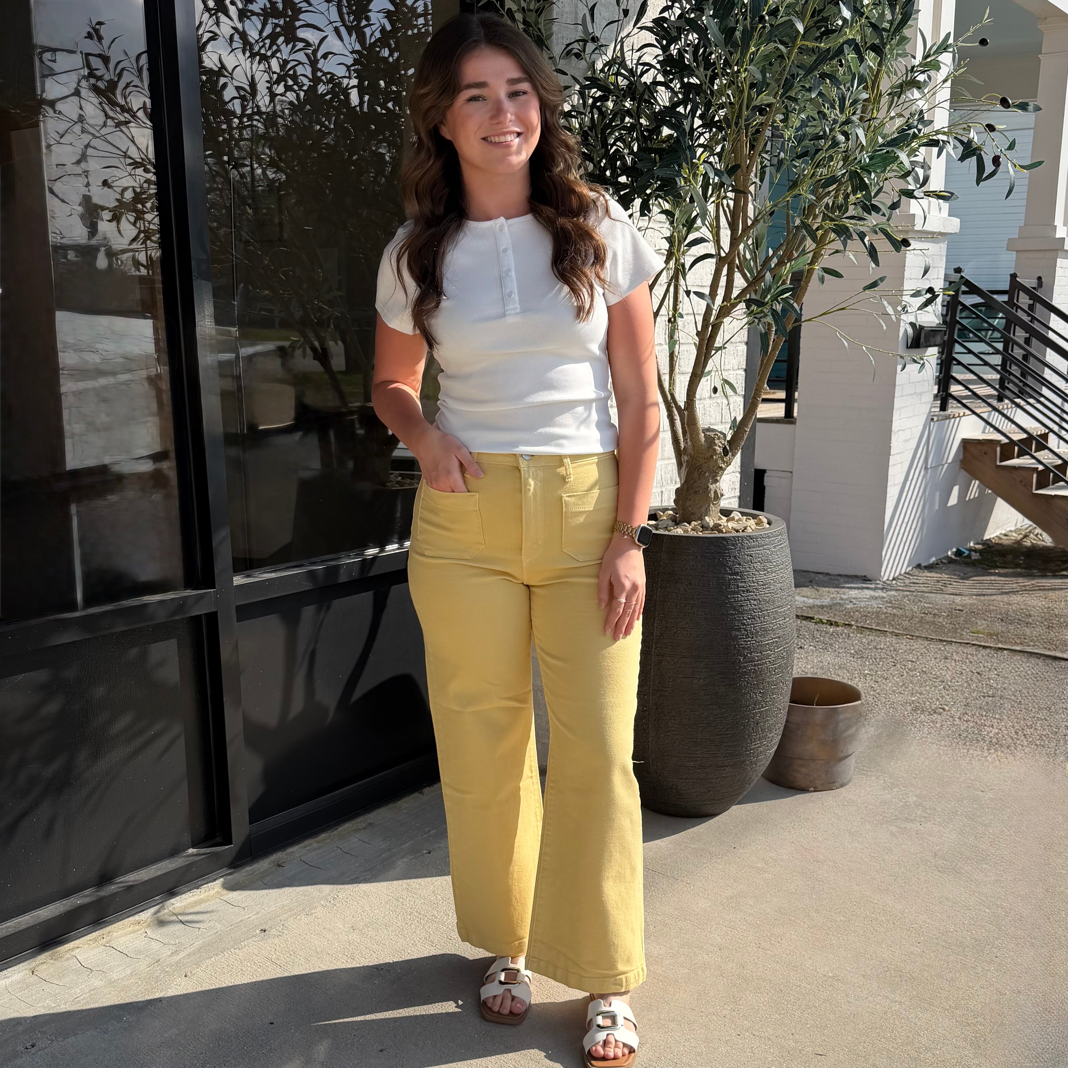 Meredith Wide Leg Lt Yellow Jeans