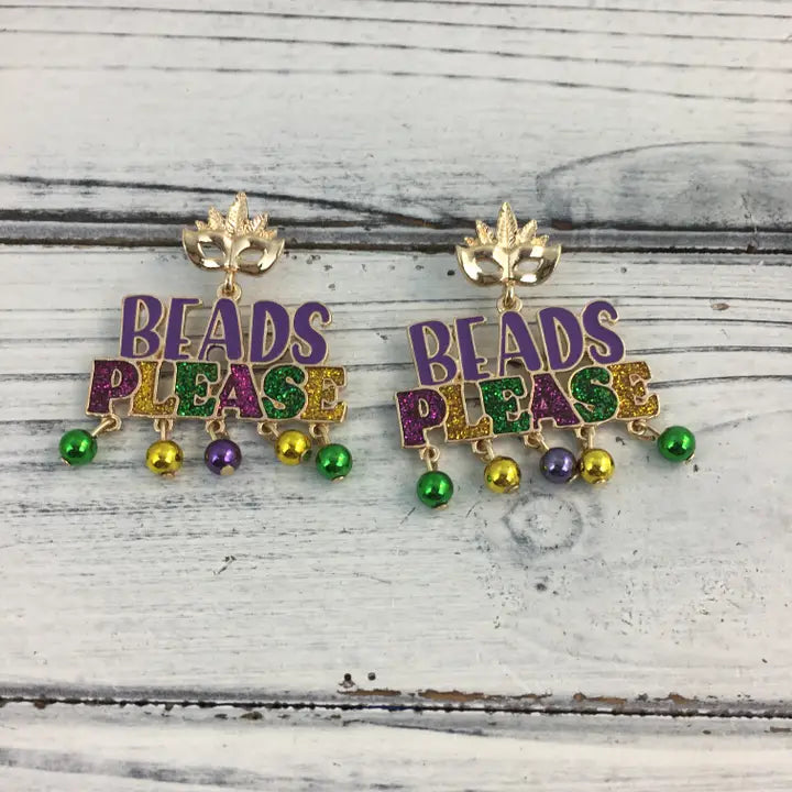 Beads Please Mardi Gras Earrings