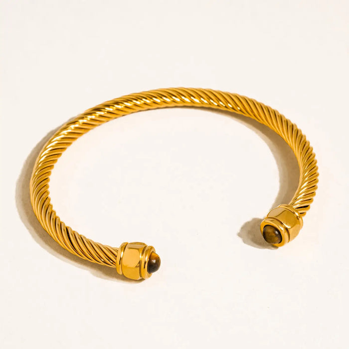 Vail Brown Stone Braided Bangle