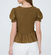 The Savannah Smocked Top Brown