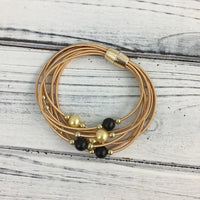 Black & Gold Pearl Guitar String Bracelet