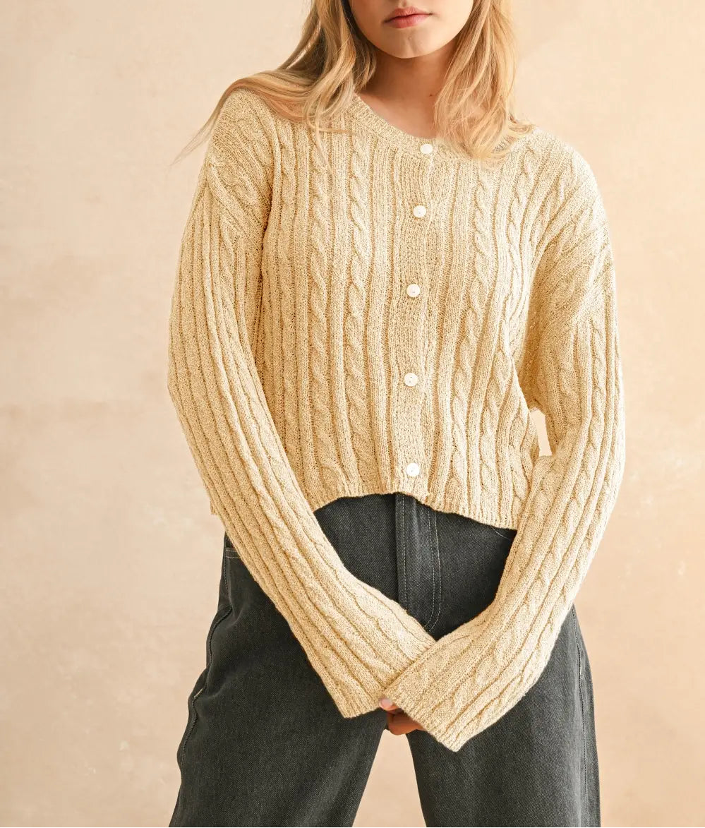 Breezy Days Cable Knit Cardigan