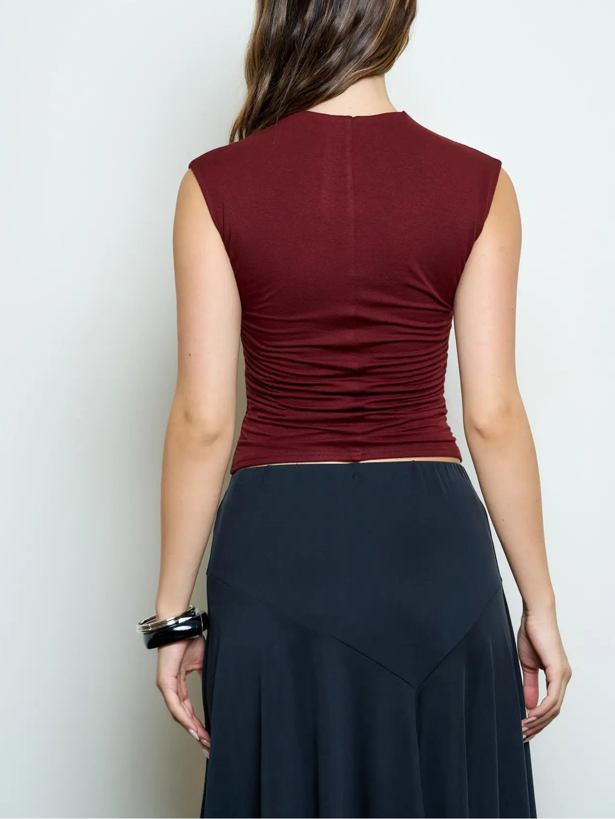 The Elle Ruched Top Oxblood