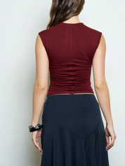 The Elle Ruched Top Oxblood