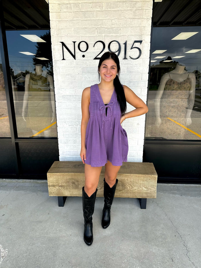 Purple Heather Denim Romper