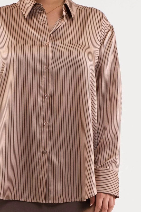 Paula Pinstripe Button Down Top