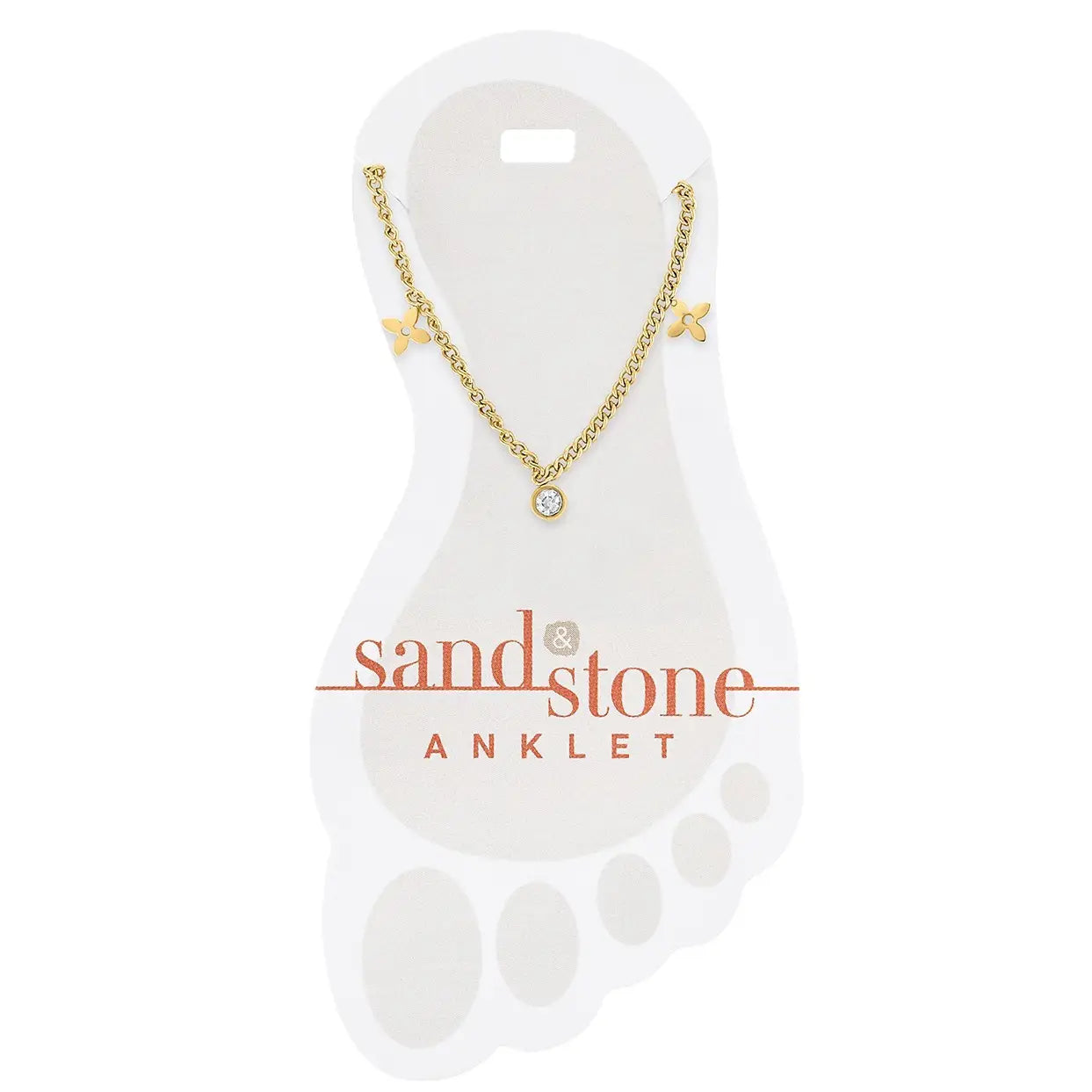 Sand & Stone Anklets: Gold Clover Dangle
