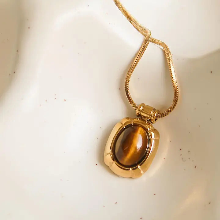 Dax Stone Necklace Brown