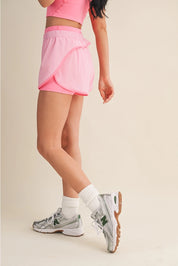 Double Layer Active Shorts Pink