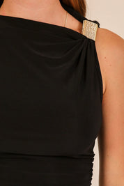 The Madison Drape Tank Top Black