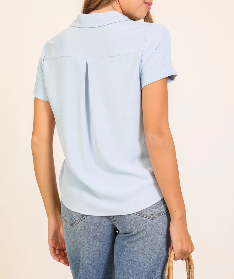 Brooklyn Button Blouse Blue