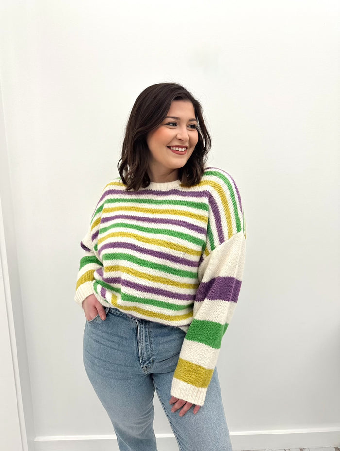 Mardi Gras Stripe Sweater