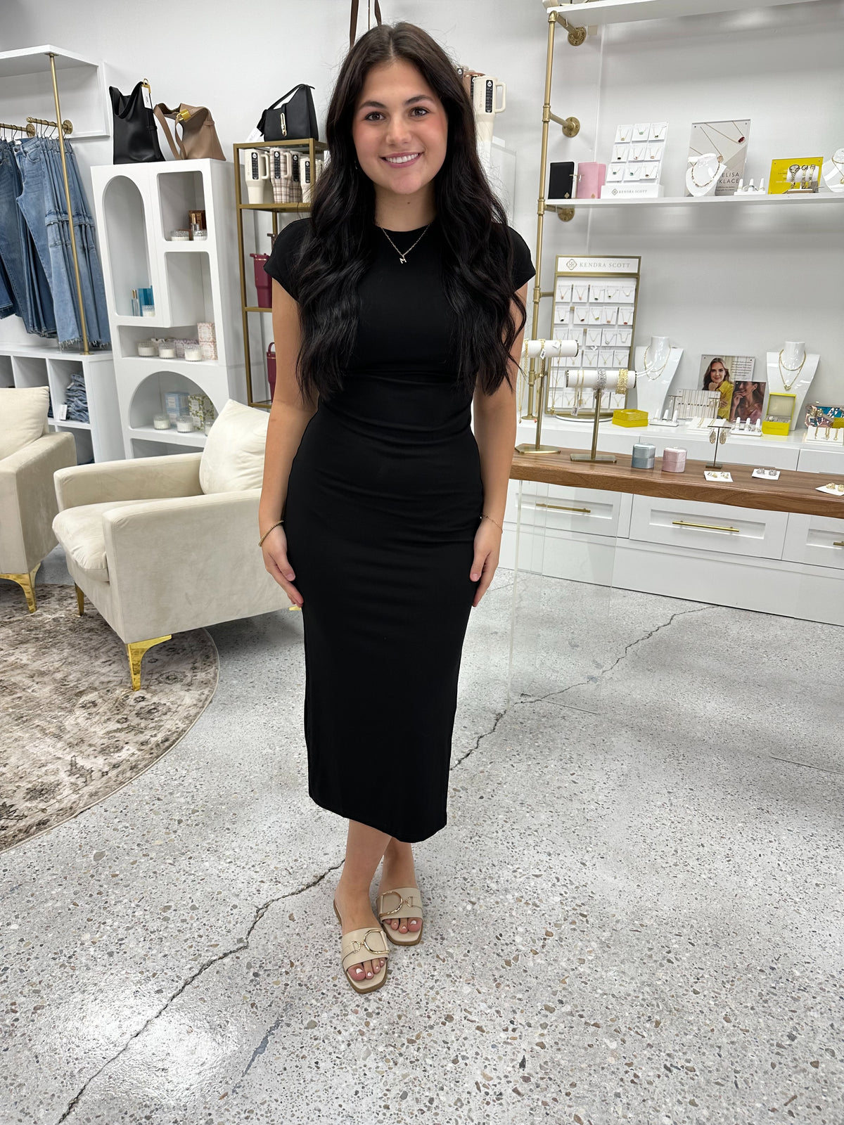 Phoebe Black Midi Dress